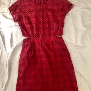 Madewell red eyelet cut out dress